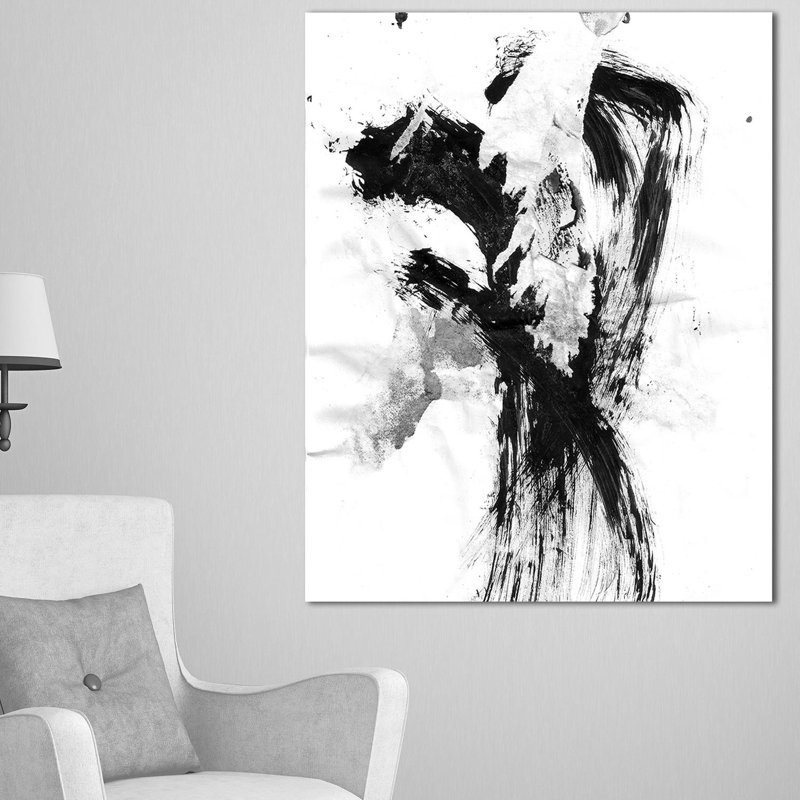 Reproduction d’art graphique sur toile tendue en noir, H 20 po x l 12 po x P 1po