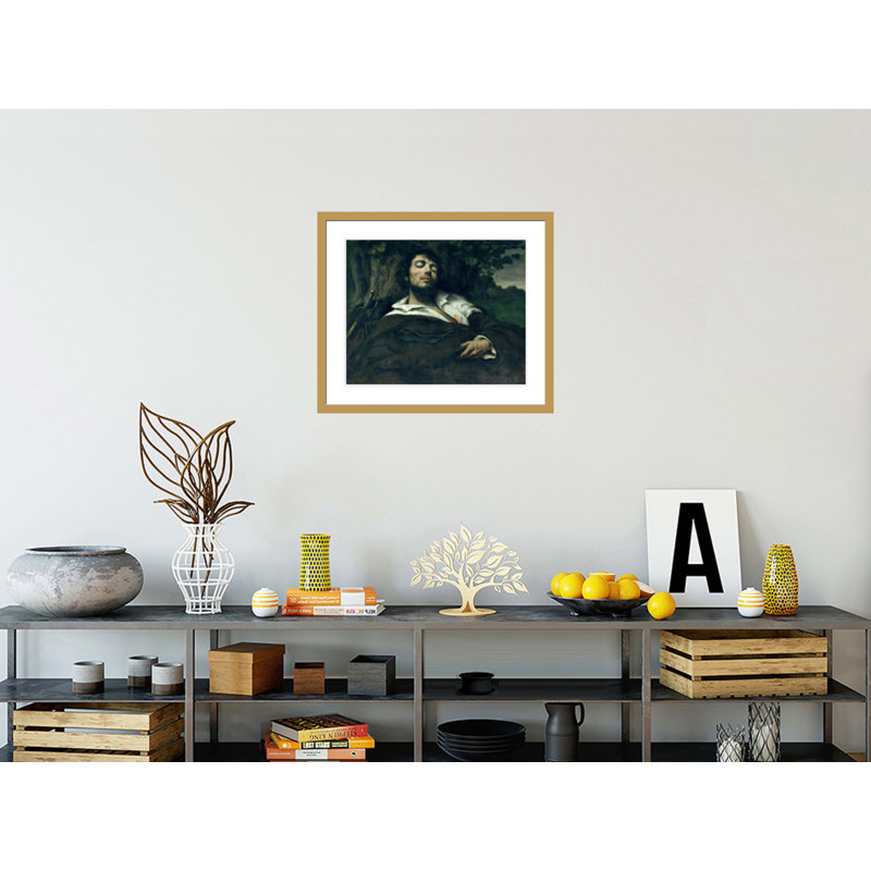«The Wounded Man» par Gustave Courbet, impression giclée encadrée, H 23,5 po x l 27,58 po