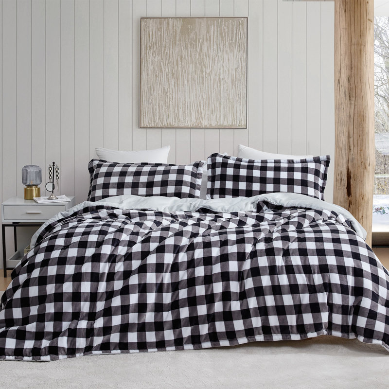 Ensemble d'édredon en microfibre 2 pièces Coma, Noir / gris / blanc