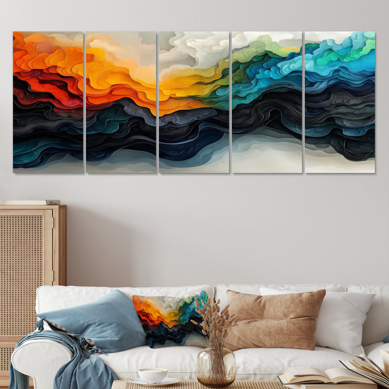 «Minimalist Ethereal Abstract t Marble Ocean III» - art mural éthéré - art mural moderne sur toile, H 28 po x l 60 po, 5