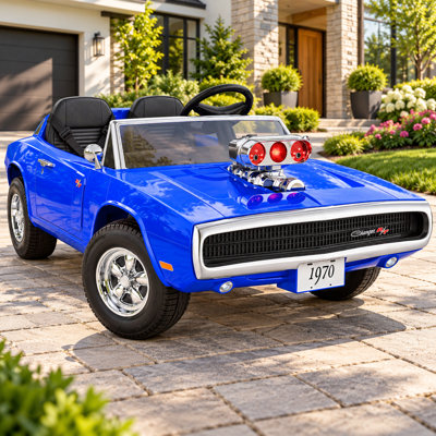 24V 2-Seater Licensed 1970 Dodge Charger R/T Electric Ride On Car for Kids, Battery Powered Toy Car with Remote Control & 4 Wheels Spring Suspension