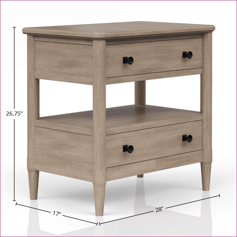 Table de chevet avec 2 tiroirs couleur sable - Rangement pour chambre à coucher