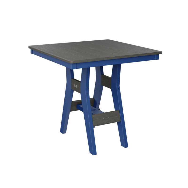 Harbor Outdoor Square Dining Table, 30.37" H x 33" W x 33" D, Pacific Blue, Coastal Gray