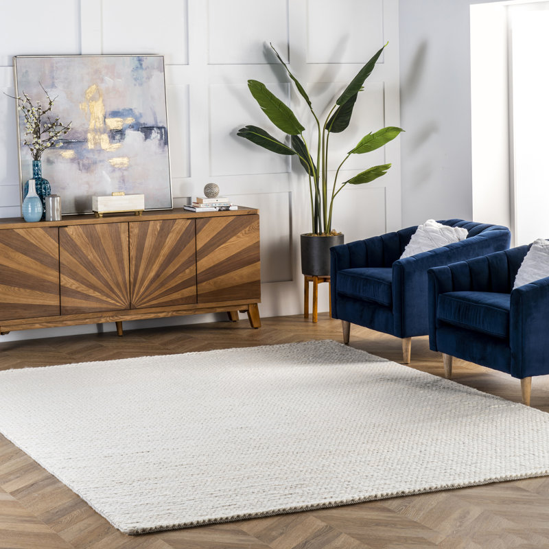 Tapis ivoire tressé à la main Dunanney, Rectangle 6 pi x 9 pi