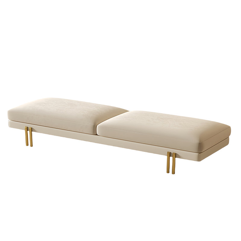Banc rembourré Latanya, H 17,71 po x l 78,74 po x P 17,71 po, Crème