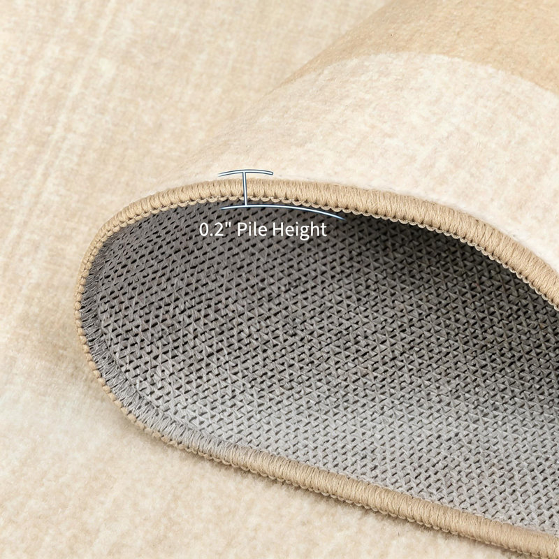 Tapis festonnés lavables pour le salon, la chambre et la salle de bain, Beige, Rectangle 10' x 13'