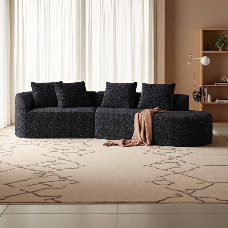 Canapé modulaire surdimensionné rembourré Modern, Orienté à gauche (vu de face), Noir