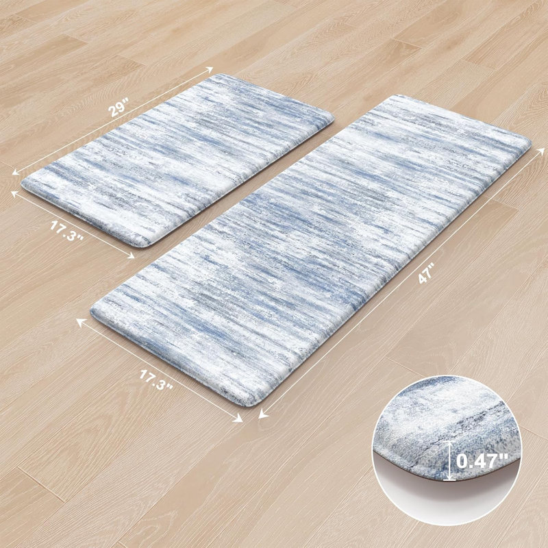 Ensemble de 2 tapis de cuisine anti-fatigue, Bleu
