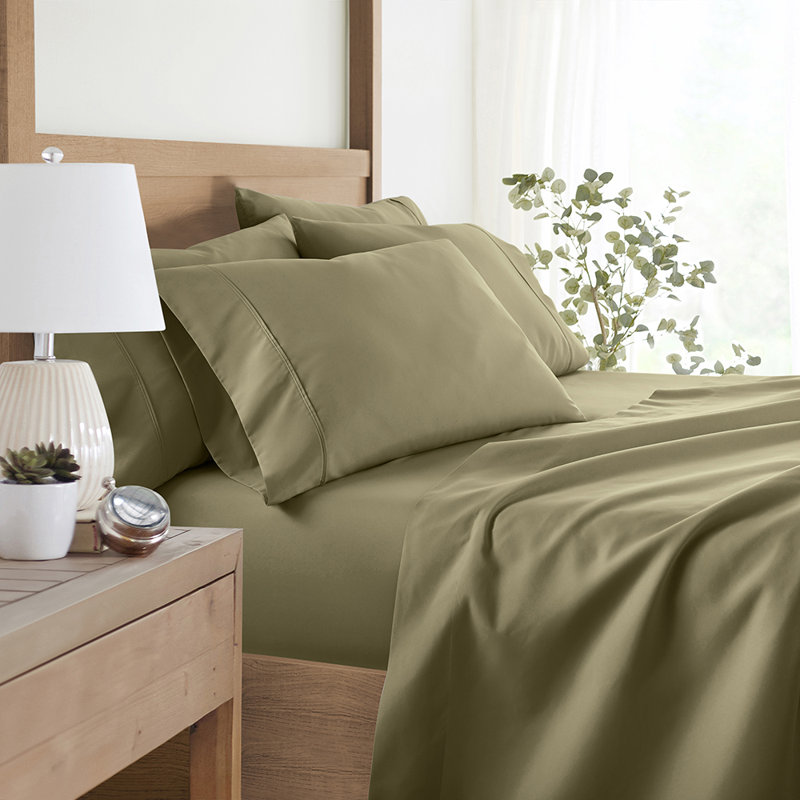 Sheet Set Solid Microfiber Ultra Soft Bedding, Twin Sheet Set with 2 Pillowcases, Sage