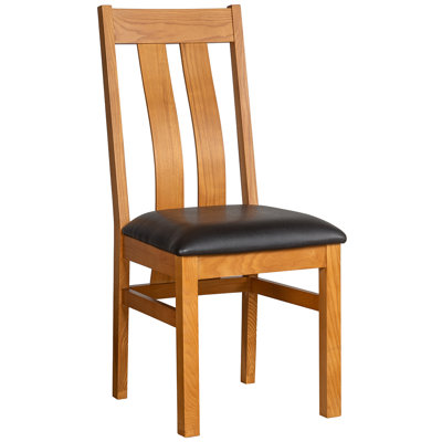Clowers 50cm H Polyurethane Upholstered Slat Back Side Chair in Brown