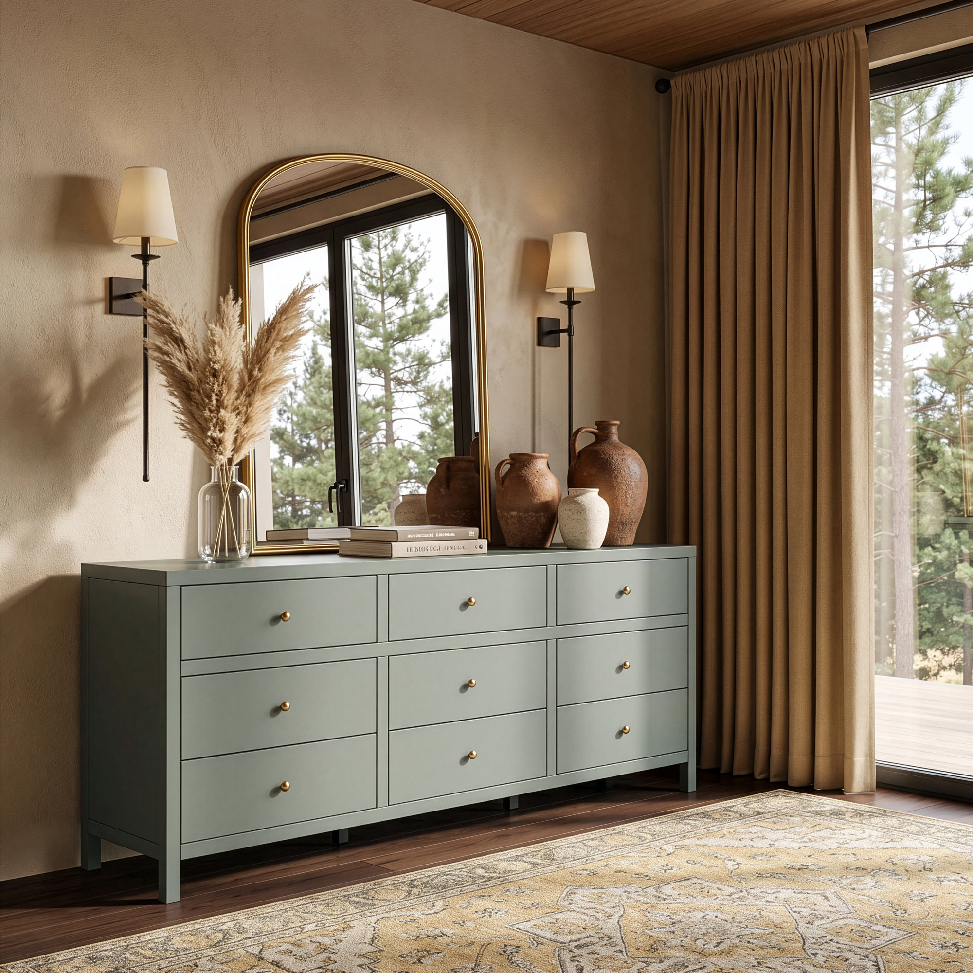 Celine 84" 9-Drawer Dresser, Green
