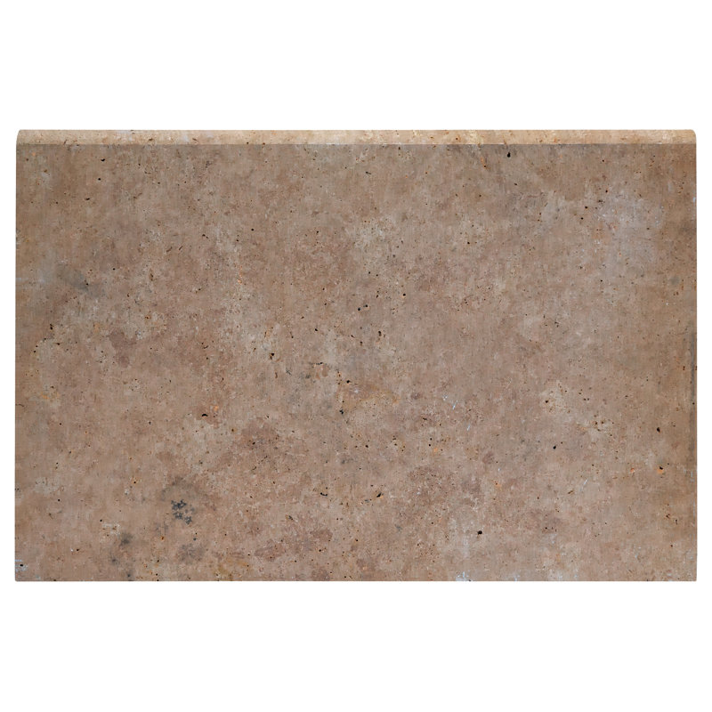 Marzana 16 in. x 24 in. x 2 in. Honed Unfilled Brushed Travertine Pool Coping (2.67 sq. ft./unit, 1 Piece), Almond