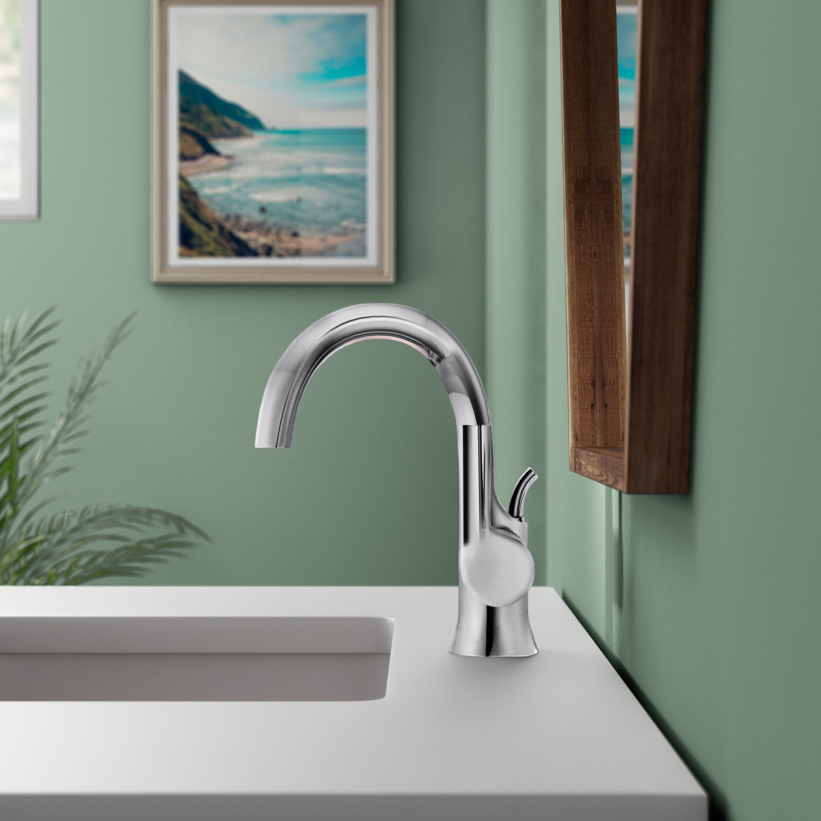 Doux Single-Hole Bathroom Faucet with Drain, Chrome