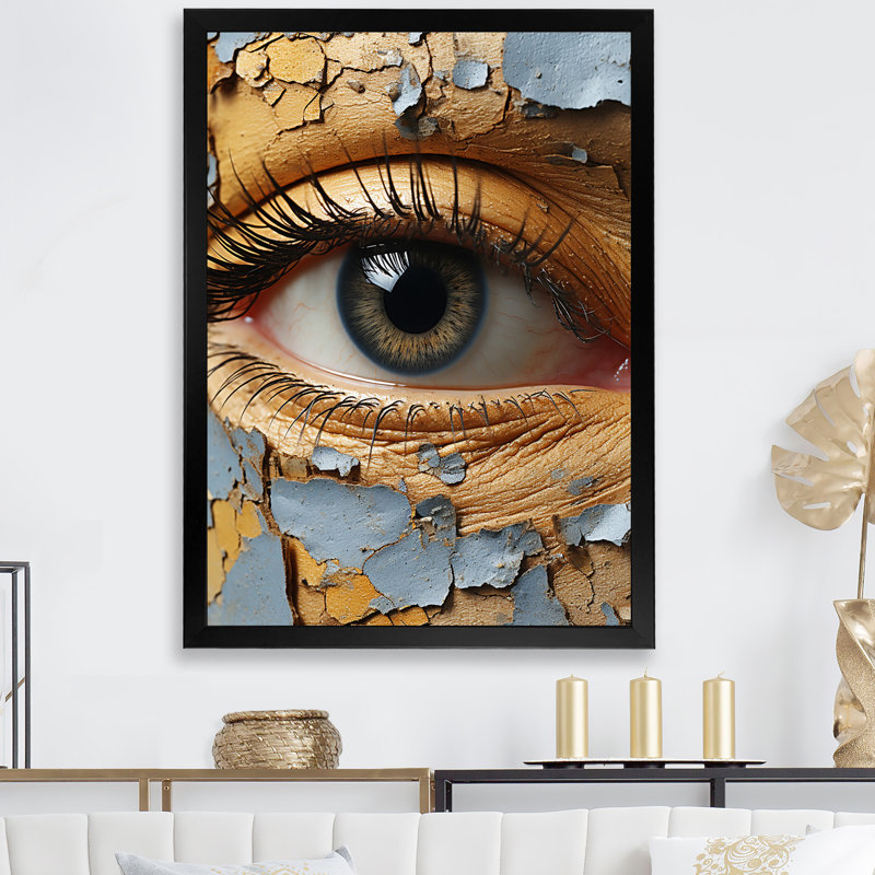 «Blue Woman Eye Expressionism IV - Eye», art mural, H 32 po x l 16 po x P 1 po, Cadre flottant noir