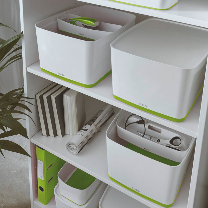 Leitz Plastic Decorative Bin, 31.8cm H x 19.8cm W x 38.5cm D, 18L, White/Green