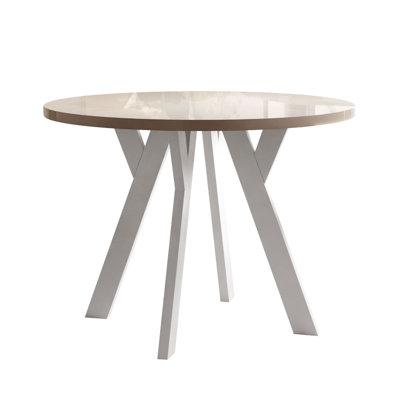 Extendable Round Metal Base Dining Table