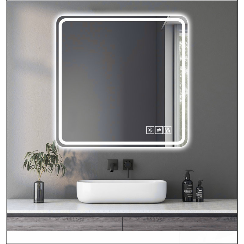 36*36in LED Bathroom Mirror with Anti-Explosion Glass, Rust-Resistant, and Tri-Colour Changing, Ideal for All Decors