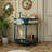 Elegant Semi-circle Entryway Console Table with 2 Rattan Storage Cabinet,Boho Half Moon End Table – Handwoven Rattan Doors + Curved Design – 2-Drawer Entryway Console w/Bottom Shelf-1574580702