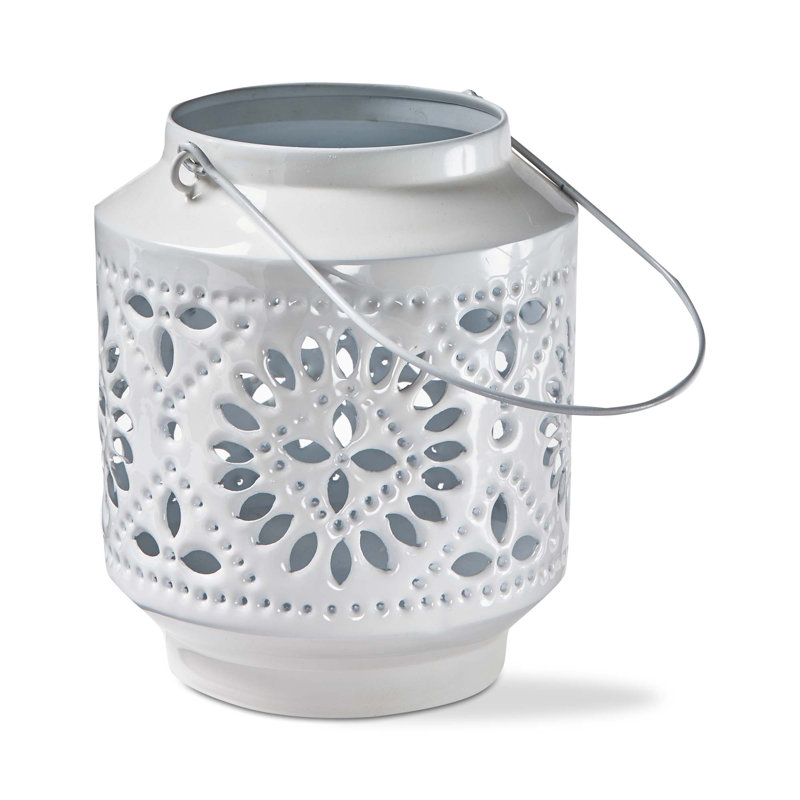 Lanterne émaillée Aura Sm, Blanc, H 8,50 po x l 7 po x P 7 po