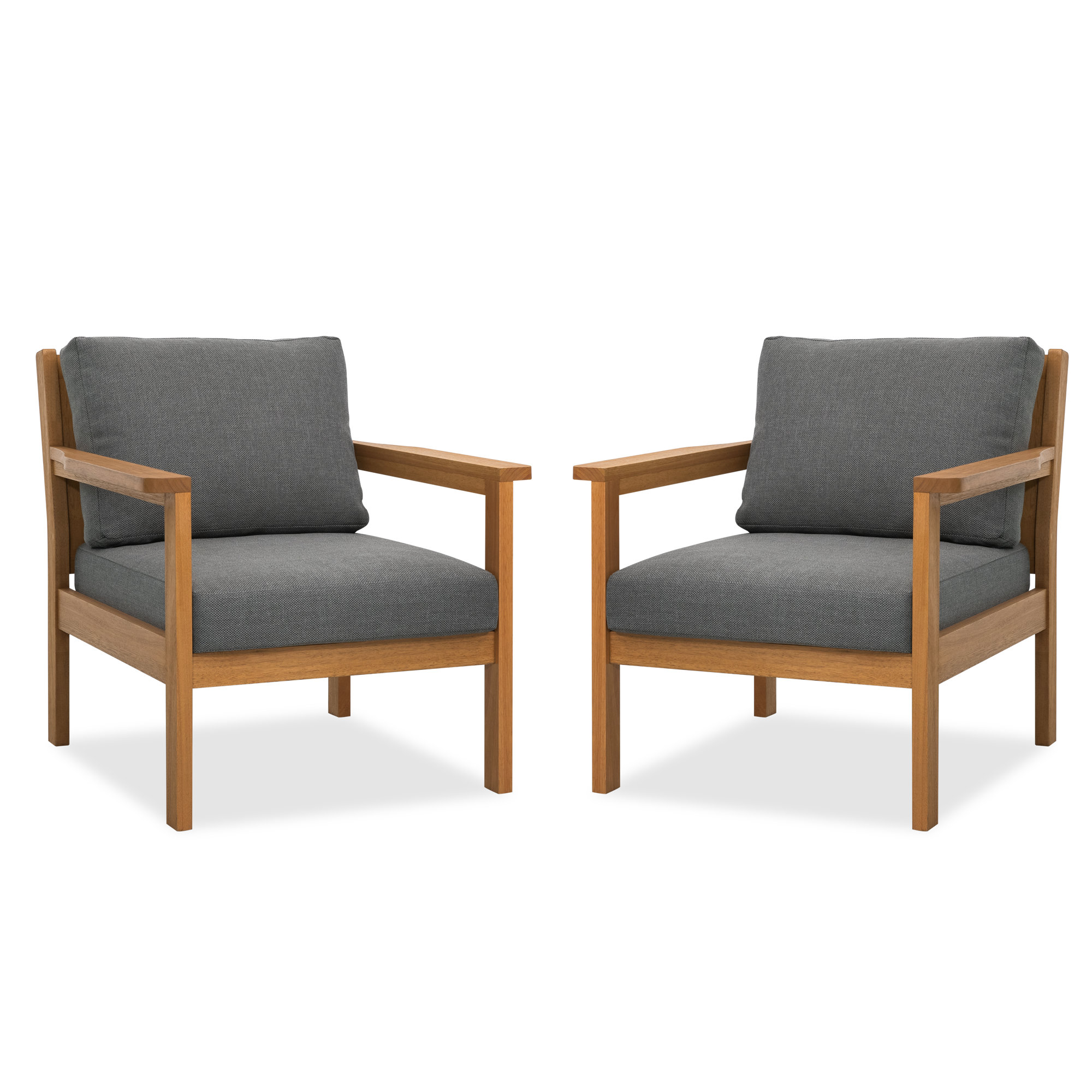 Lanie Eucalyptus Patio Chair With Cushion - Set Of 2 , Gray