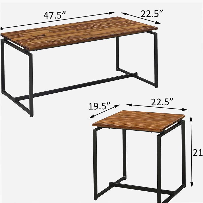 Ensemble de loisirs noir avec repose-pieds, Brown, Black, Wood