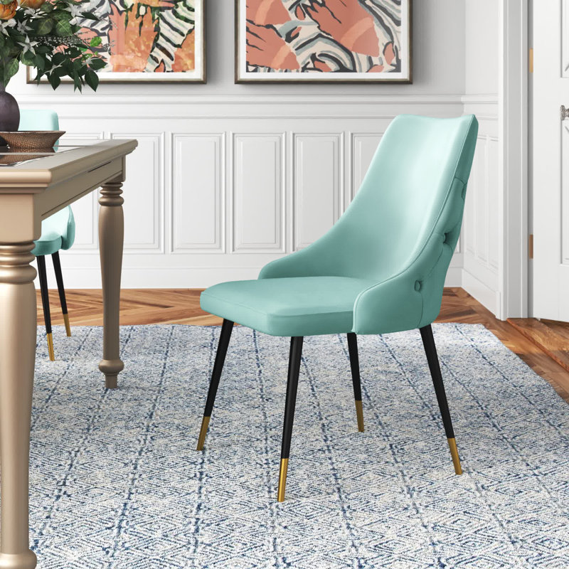 Adorn Button-Tufted Velvet Dining Chair, Mint