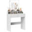 Bureau de maquillage avec miroir, 3 lumières DEL de couleur, tiroirs, blanc