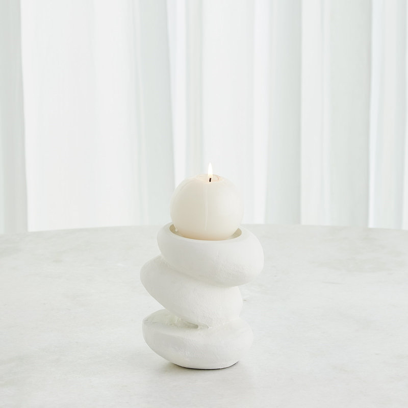 Pradier Candle Holder-White-Sm
