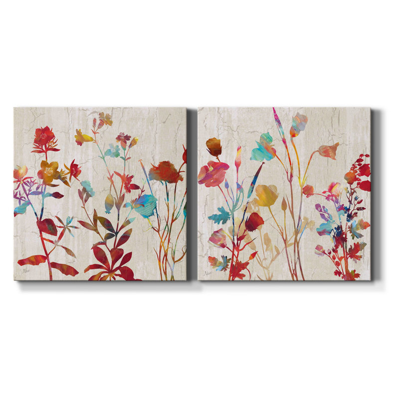 «Rainbow Wildflowers I», ensemble de 2 reproductions d'art sur toile tendue, H 10 po x l 10 po x P 1 po