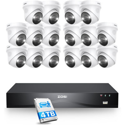 16Ch 4K Poe NVR Security Camera System With 4Tb Hdd, 4K Outdoor Spotlight Camera, 2-Way Audio