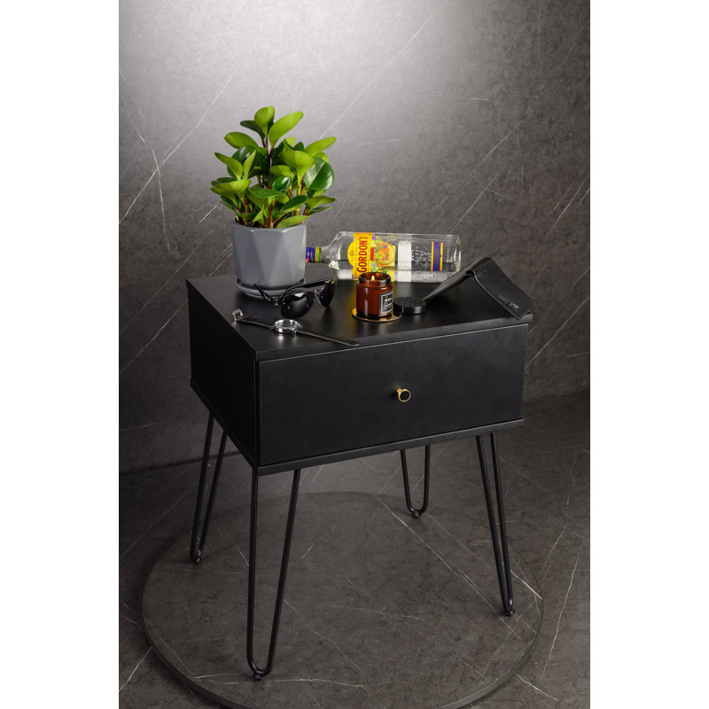 Filebrook 50cm W Manufactured Wood Bedside Table