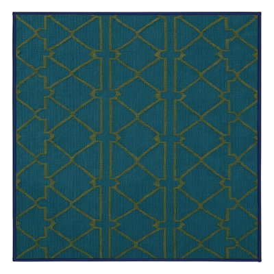 Machine Washable Trellis Blue Area Rug
