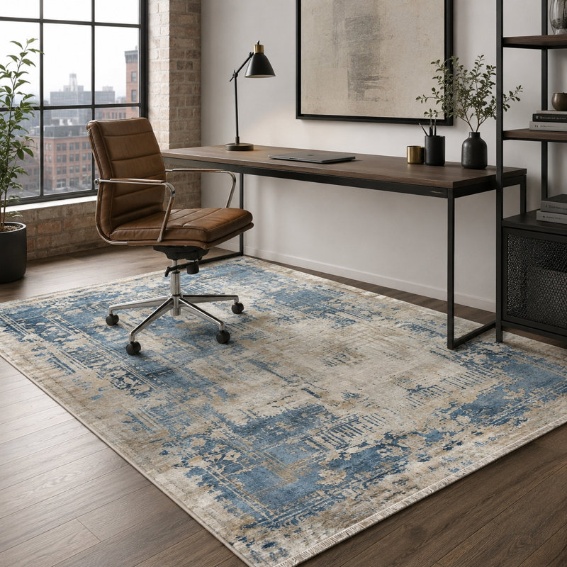 Vintage Look Cotton and Chenille Flatweave Area Rug, 200 cm round
