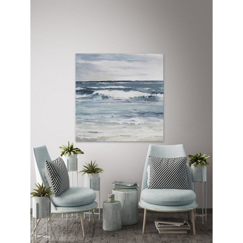 " White Waves Splash " Painting Print, 12" H x 12" W x 1.5" D