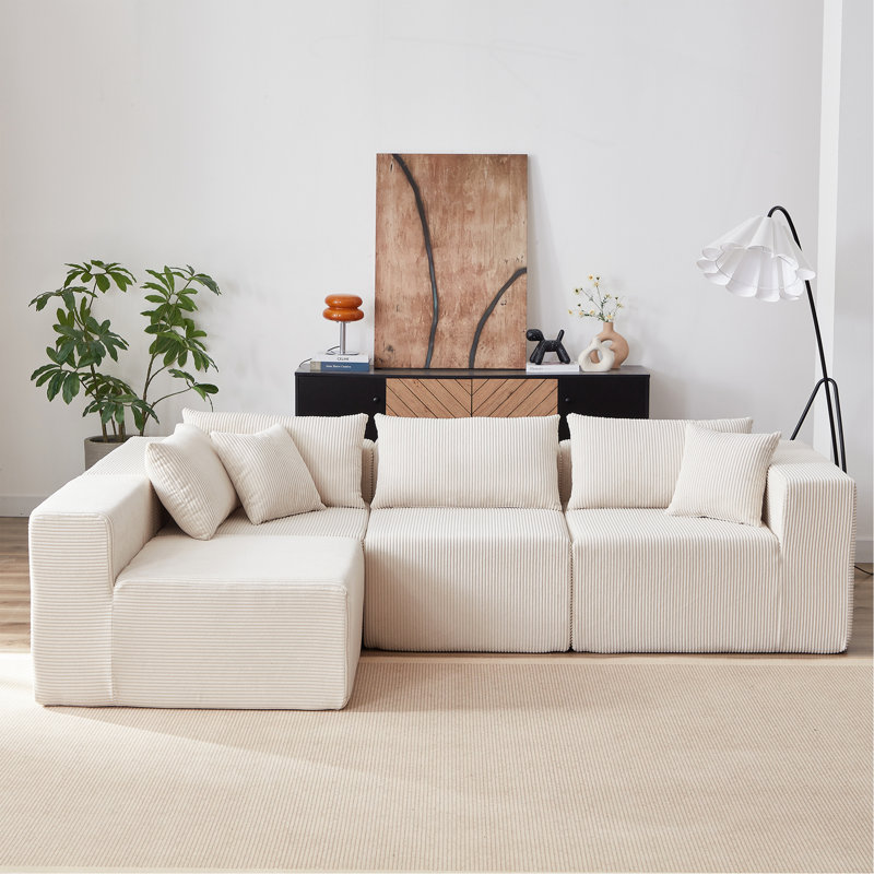 Canapé modulaire Boneless, Velours côtelé beige