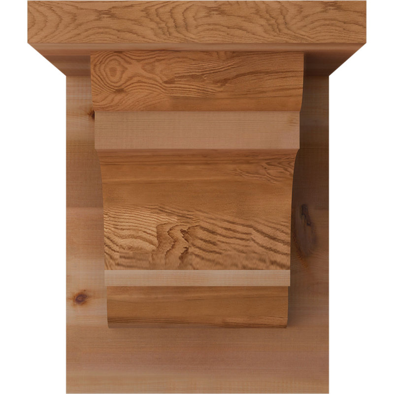 6"W x 8"D x 8"H New Brighton Rough Sawn Corbel w/Backplate, Western Red Cedar, 8" H x 6" W x 8" D, Western Red Cedar