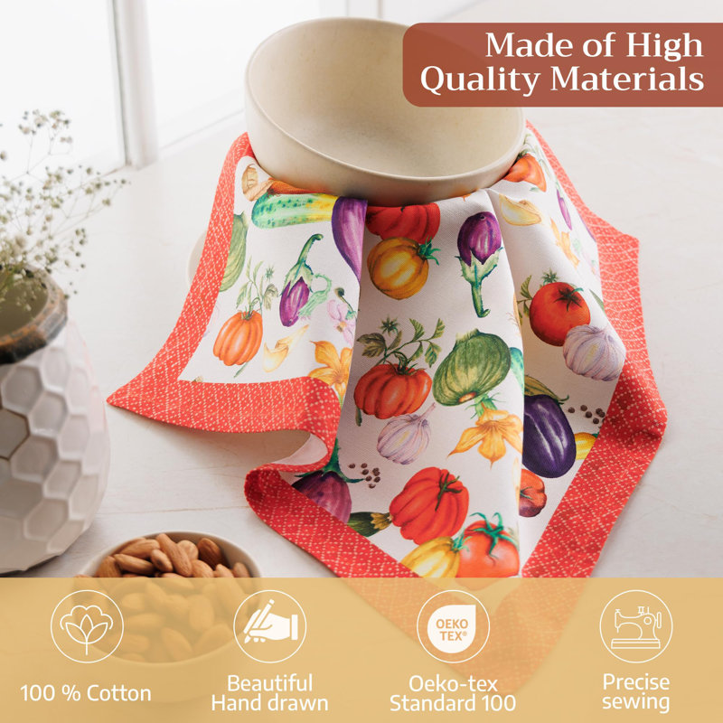 Serviette de tous les jours 100 % coton Ratatouille Maison d'Hermine - 18 po x 18 po