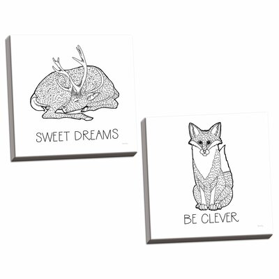 Color the Forest Sweet Dreams & Be Clever 2 Piece Set Framed Art -  Harriet Bee, E91E06F35F8643DBAEAEF6948161568E