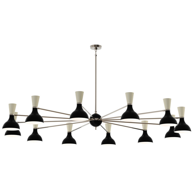 Lustre Clare Light, Vert-bleu, blanc, Nickel poli, H 56,25 po x l 76 po x P 15 po
