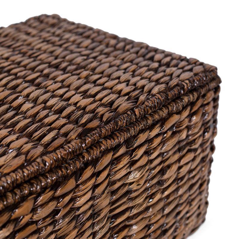 Brown Wash Seagrass Rolling Legal File Organizer with Lid