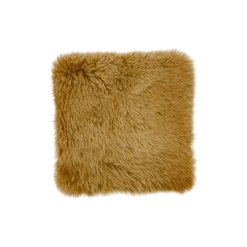 Teton Sheepskin Scatter Cushion Cover, Mustard