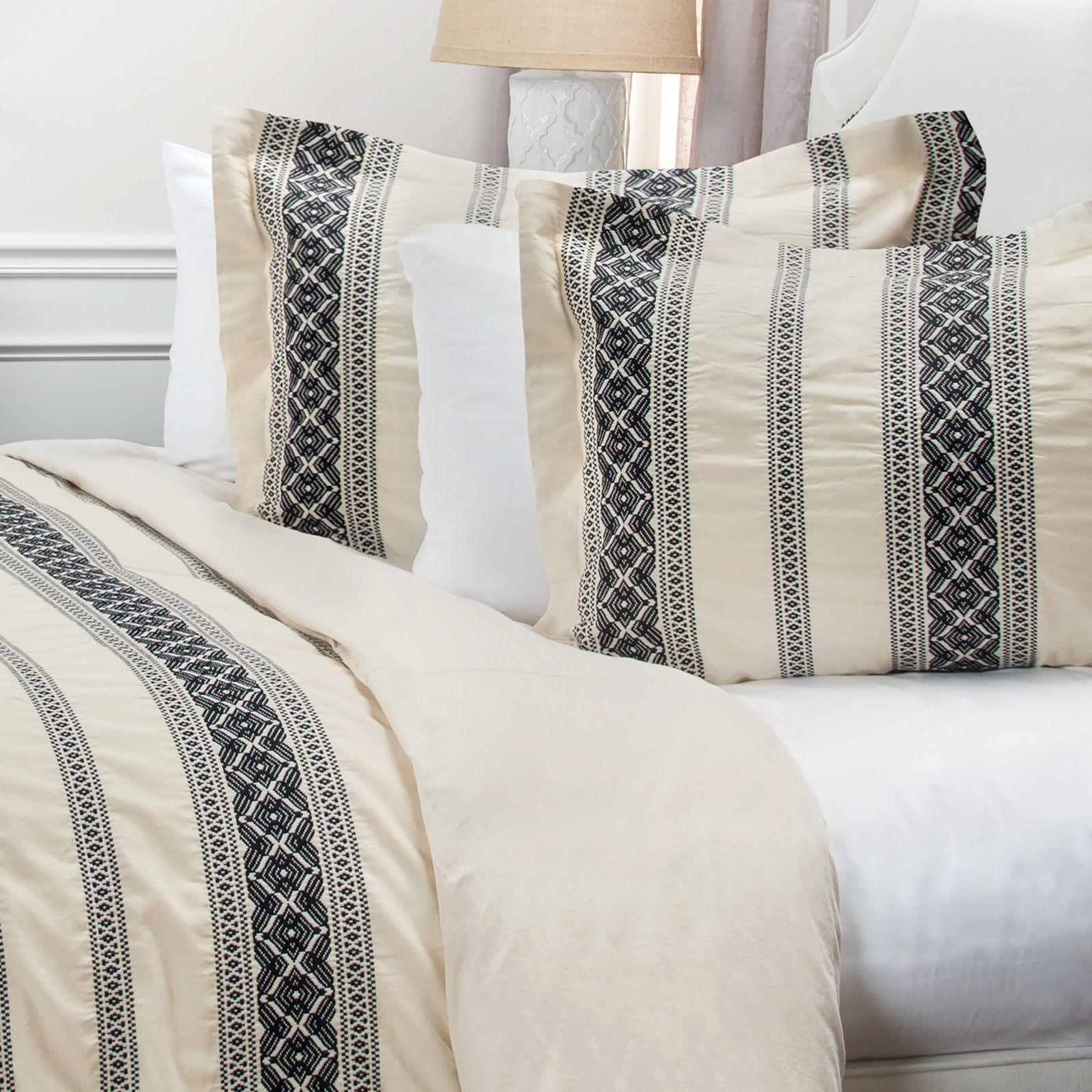 Cherie Cotton Duvet Cover Set, Queen Duvet Cover + 2 Shams