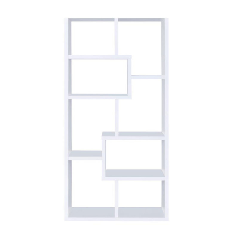 Bibliothèque géométrique rectangulaire à 10 tablettes multiples, Blanc