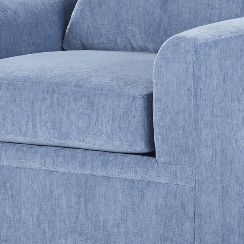 Jakeira Camreon Polyester Fabric Swivel Accent Chair, Blue