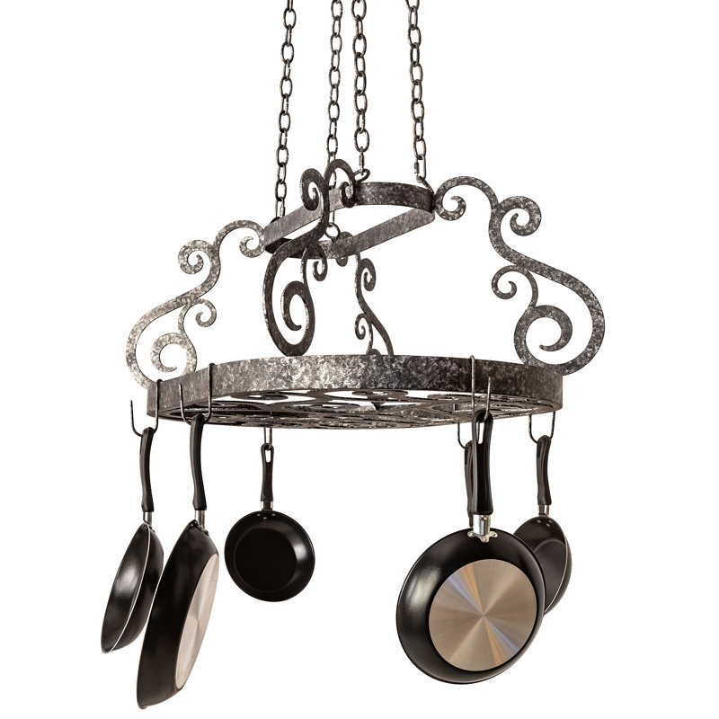 38" Long Neo 6 Light Pot Rack, Gray, 68" H x 24" W x 38" D