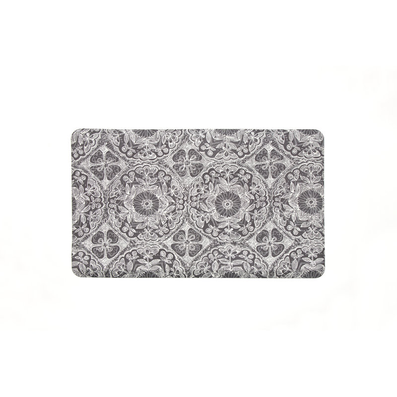 Gray Floral Mandala Anti-Fatigue Comfort Mat 32" x 20"