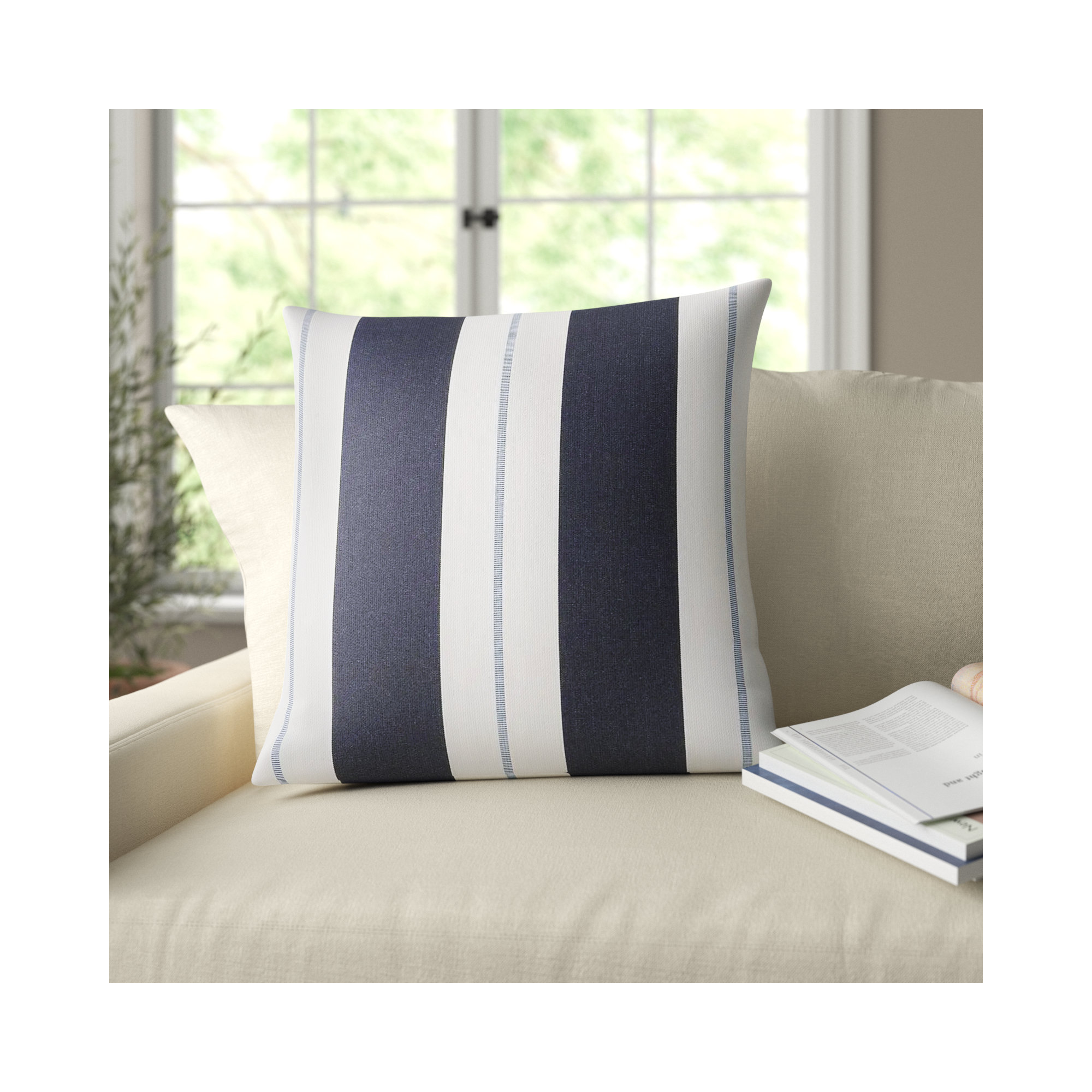 Gazelle Striped Indoor/Outdoor Throw Pillow, 20" x 20", Blue