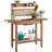 Jihane Fir Wood Potting Bench with Sliding Tabletop and Lockable Wheels-1685465037