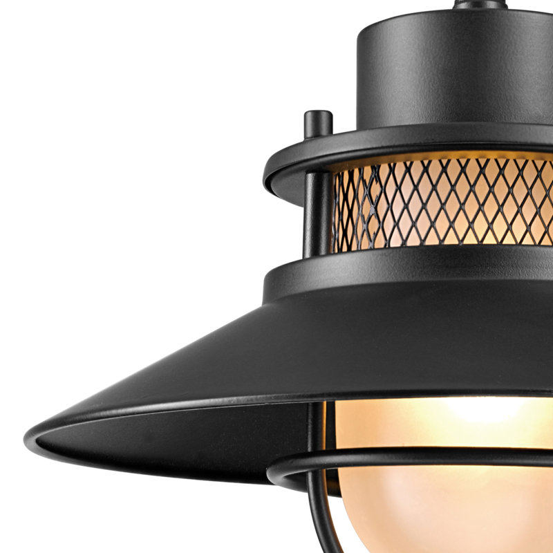 Luminaire de grange d'extérieur givré 7,5 po Stockley, Noir mat