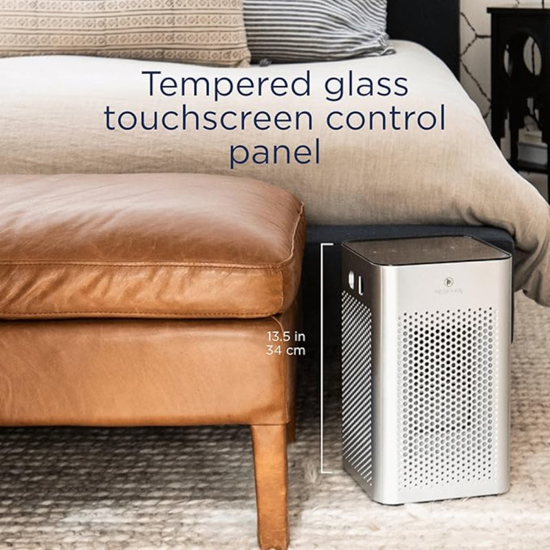 Purificateur d'air Medifier MA-25 avec filtre HEPA H13 véritable | Couverture de 825 pi² en 1 heure pour les allergènes, la fumée, les feux de forêt, les odeurs, le pollen et les squames d'animaux | Élimination silencieuse de 99,9% jusqu'à 0,1 microns | Argent, paquet de 1